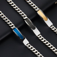 Bracelet et jonc pour homme en acier inoxydable 316L anti-ternissement, plaqué or 14K 18K, gravable, pour la personnalisation