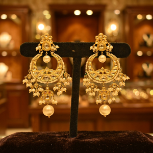 Adorables boucles d'oreilles pendantes Chaandbalis pour femmes, perles rondes de qualité AAA, pour mariage - Product Image 4