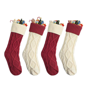 DAMAI Ornements de Noël tricotés en fil à chevrons bicolore, pendentifs pour sapin, chaussettes de Noël et sacs cadeaux pour enfants, pour tête de lit - Product Image 1