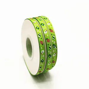 Wholesale Christmas Personalised Pattern Nastro Printed Polyester Grosgrain Ribbon for Gift Packing