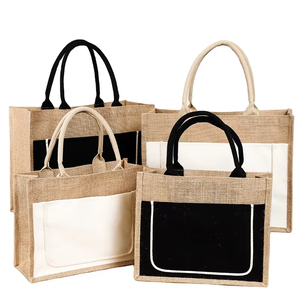 Hot Selling Natural Reusable Fixed Buttons Custom Logo <b>Canvas</b> Cotton Tote Jute <b>Shopping</b> <b>Bag</b> - Product Image 1