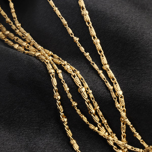 Cadena de Bambú con Eslabones de 1.3mm y Acero Dorado de 2.0mm con Patrón de Swastika, Cadena de Cuentas para Material de Accesorios de Borlas Hanfu DIY - Product Image 1
