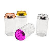 WOWO Tech Offre Spéciale plastique personnalisé de 330ml peut imprimé créatif multicolore bonbons transparent en plastique PET peut avec bouchon à vis