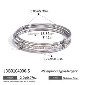 G4763 Bracelets en acier inoxydable en gros, zircon blanc, multicouches, empilables, bracelets simples pour femmes, bijoux - Product Image 5
