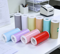 Rouleaux d'étiquettes adhésives thermiques en PP couleur macaron personnalisées, étiquettes d'emballage synthétiques imperméables avec impression pleine couverture