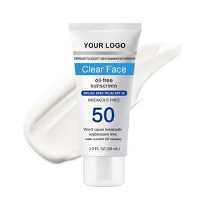 निजी लेबल स्फ 50 + सनस्क्रीन 48 ग्राम थोक अनुकूलित यूव सुरक्षा चेहरे शरीर को ताज़ा मॉइस्चराइजिंग सूरज क्रीम और लोशन