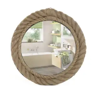 Mayco Home Brown Vintage Nautisches Design Hand Craft Dekorative Runde Wandbehang Wrapped Rope Mirror