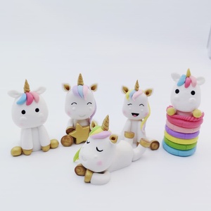 Minyatür Diy kiti yeni çocuk mal küçük unicorn figürinler polimer kil plastik karakterler süsler oyuncaklar toptan sevimli süsler - Product Image 1