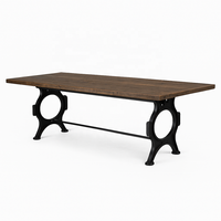 Mesa de Bar de Madera Maciza de Mango |   Mesa de Bar Industrial con Base de Metal Cruzada |   Muebles Modernos para Bares y Restaurantes, Tamaño Personalizado