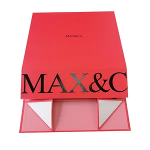 High quality custom folding paper magnetic red gift box