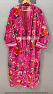 Kimono élégant en velours à motifs floraux et arbres pour femme, robe longue à manches trois quarts, à porter en hiver, en été et au printemps, plusieurs couleurs - Product Image 3