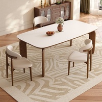 Table à manger en ardoise de style nordique, pour restaurant, petit appartement, rectangulaire, couleur noyer, carrée, multifonctionnelle, haut de gamme, vintage