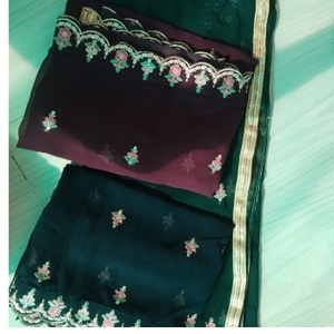 Sari bordado de diseñador con blusa, ropa de fiesta, sari étnico para mujer, sari tradicional para boda - Product Image 1