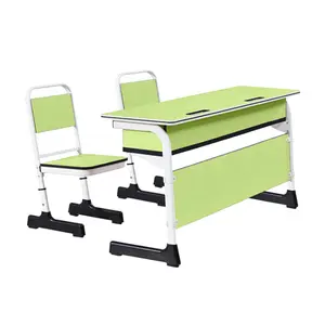 New Adjustable Height Primary School Furniture Double Desk und Chair Sets