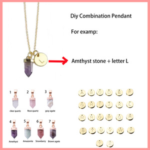 Collar Personalizado con Piedra de Nacimiento de Ágata, Chapado en Oro, Letras de Acero Inoxidable en una Cadena de Cuerda para Joyería DIY - Product Image 3