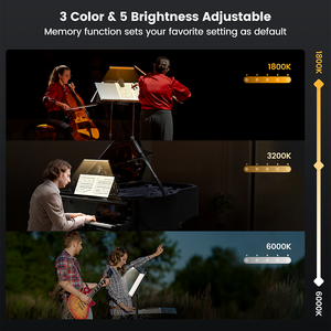 Glocusent có thể gập lại lâu dài clip trên Dimmable độ sáng có thể điều chỉnh Led âm nhạc đứng ánh sáng Piano âm nhạc Tấm Đèn - Product Image 3