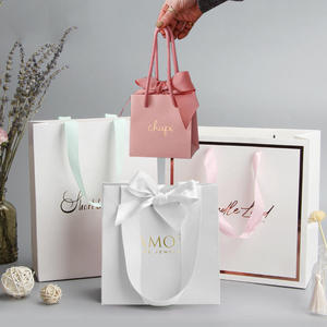 Bolsa de Regalo de Papel Kraft Rosa Premium de Lujo, Tamaño Grande, con Cinta de Agradecimiento, para Bodas, Joyerías, Manualidades - Product Image 3
