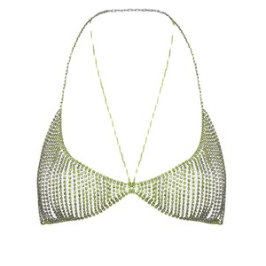 سلسلة صدر أوروبية أمريكية جديدة عصرية من سبيكة مطلية باللون الأخضر بتصميم نادي ليلي مثير ولامع مرصع بأحجار الراين - Product Image 5