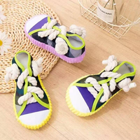 Jouet pour chien en forme de chaussure en toile et corde de coton TPR à bords ondulés, avec son froissement intégré, accessoire interactif d'entraînement pour la vente en gros