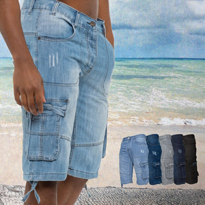 Jean en denim pour homme, coupe mi-droite, taille mi-haute, délavé clair, coupe ample, style vintage, haute qualité, effet vieilli personnalisé, pour l'été - Product Image 2