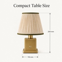 Lampe de table classique en métal sans fil, simple, à courant continu, 5200 mAh, rechargeable, LED E14, à intensité variable tactile, avec abat-jour en tissu plissé