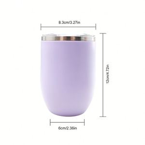 Gobelet à vin isotherme en acier inoxydable de 12 oz avec couvercle, double paroi, sans pied, pour le bureau, les voyages et les fêtes - Product Image 2