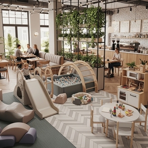 Parque Infantil Interior con Temática de Café, Estructura de Juego para Niños con Tobogán y Piscina de Pelotas para Diseño de Cafetería o <span class=keywords><strong>Restaurante</strong></span> - Product Image 3