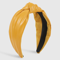 Nouvelle arrivée mode Simple bandeau en cuir métallisé français large bord haut noeud bandeau accessoire de cheveux