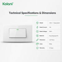 Interruptor de Luz Modular de Pared Kolani 120 Wide Rocker de Una Vía, Panel de Control de Lámpara Iluminado con Botón Grande Oculto 120
