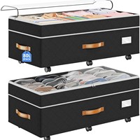 Organisateur de rangement pliable en métal à roulettes pour sous le lit, forme carrée fonctionnelle avec roulettes pour vêtements, chaussures, jouets, en tissu