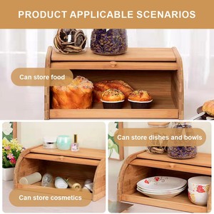 Bamboo Bread Box Wooden <b>Storage</b> Container Modern Simple Design <b>Kitchen</b> Use - Product Image 4