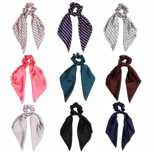 Fabrik Großhandel Schöne Band Bowknot Haar Krawatten Einfache Reine Farbe Satin Elastische Haarband Für Mädchen Haar Zubehör