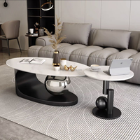 Table basse ovale en dalle de roche, luxueuse et moderne, idéale pour une utilisation à la maison dans les petits appartements minimalistes, nouvelle table basse créative