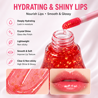 Gloss à lèvres RTS 8ml effet ampoule, huile à lèvres changeante de couleur avec feuille d'or, 10 styles, faible MOQ 3 pièces, vente en gros, logo personnalisé