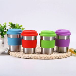 แก้วสแตนเลสขายส่งพร้อมฝาซิลิโคน แก้วกาแฟพกพาสำหรับกิจกรรมกลางแจ้ง - Product Image 2