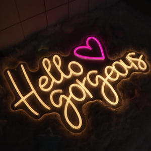 American Warehouse Hello Gorgeous English Letters <span class=keywords><strong>LED</strong></span> <span class=keywords><strong>Neon</strong></span> <span class=keywords><strong>Neon</strong></span> Warm White Light Sign Wedding Party IP65 Grade <span class=keywords><strong>Neon</strong></span> - Product Image 2