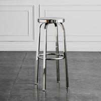 Tabouret de bar pivotant industriel en acier inoxydable 304, siège rond, chaise de pub, tabouret de comptoir réglable en hauteur, tabouret de bar en métal robuste
