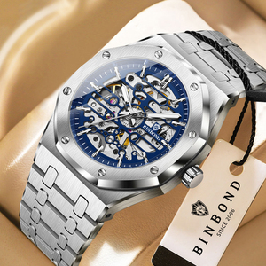 Montre automatique pour homme BINBOND, montre-bracelet, résistante à l'eau 30M, cadran 43 mm, style montre de luxe pour affaires - Product Image 1
