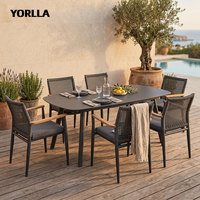 Fauteuil de jardin d'extérieur en aluminium résistant aux intempéries avec cadre en corde, résistant aux UV, pour la salle à manger