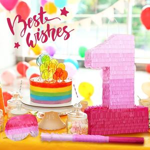 Cumpleaños Baby Shower Aniversario Fiesta Decoraciones Número Piñata Cumpleaños Piñata Gradiente <span class=keywords><strong>Rosa</strong></span> Piñata con Stick Blindfold - Product Image 4