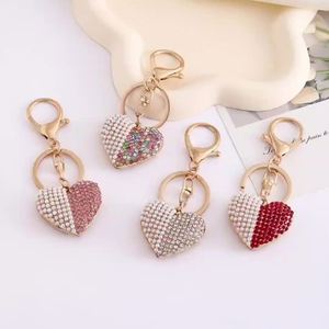 High Quality Heart-Shaped Diamond Metal Keychain Fashionable Rhinestone for Love Heart Pearl Pendant <b>Bag</b> Charms <b>Gift</b> Keychain - Product Image 2