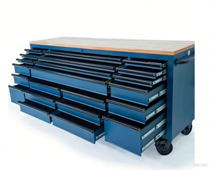 ตู้เครื่องมือเคลื่อนที่แบบมีล้อ 84 นิ้ว 22 ลิ้นชัก พร้อมท็อปไม้จริง สีน้ำเงิน - Product Image 3