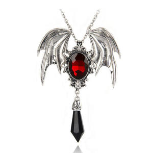 2020 Vintage Ali di Pipistrello Viola Della Pietra Preziosa Intarsiato Collana di Halloween Victoria Della Collana Vampiro Gotico - Product Image 1