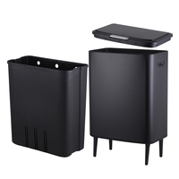 Contenedor de Basura Rectangular de Gran Capacidad para Cocina, 60L, con Tapa de Presión, Acero Inoxidable, con 4 Patas Altas