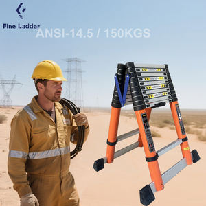 Échelle télescopique <span class=keywords><strong>en</strong></span> aluminium pliable à une seule face, facile à transporter et à utiliser rapidement, avec crochet sur le dessus de l'échelle pour les sauvetages incendie - Product Image 1