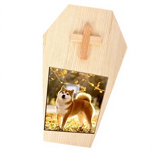 Caja de madera con forma de ataúd para recuerdo de la <span class=keywords><strong>muerte</strong></span> de <span class=keywords><strong>un</strong></span> mascota, caja para cenizas de mascotas, caja de almacenamiento de suministros - Product Image 1