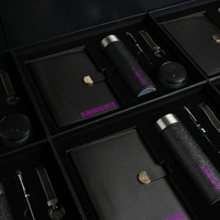 Hochwertiges Business-Geschenkset: Schwarzes PU-Notizbuch, Thermosflasche, Stift, Schlüsselanhänger, Bluetooth-Lautsprecher, Tasche mit individuellem Muster – Großhandel & Mengenrabatt