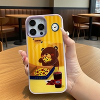 Coque de téléphone à panneau arrière magnétique remplaçable pour Iphone17/17pro/17promax/17air avec ours à pizza doré