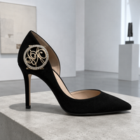 Boucles de chaussures de mariage pour femme en métal de haute qualité avec strass en cristal et finition dorée