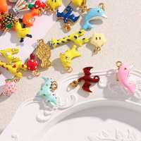 Dreamshow Bijoux de mode d'été, pendentifs et breloques, plaqué or 18 carats, émail coloré, animaux, accessoires en acier inoxydable
